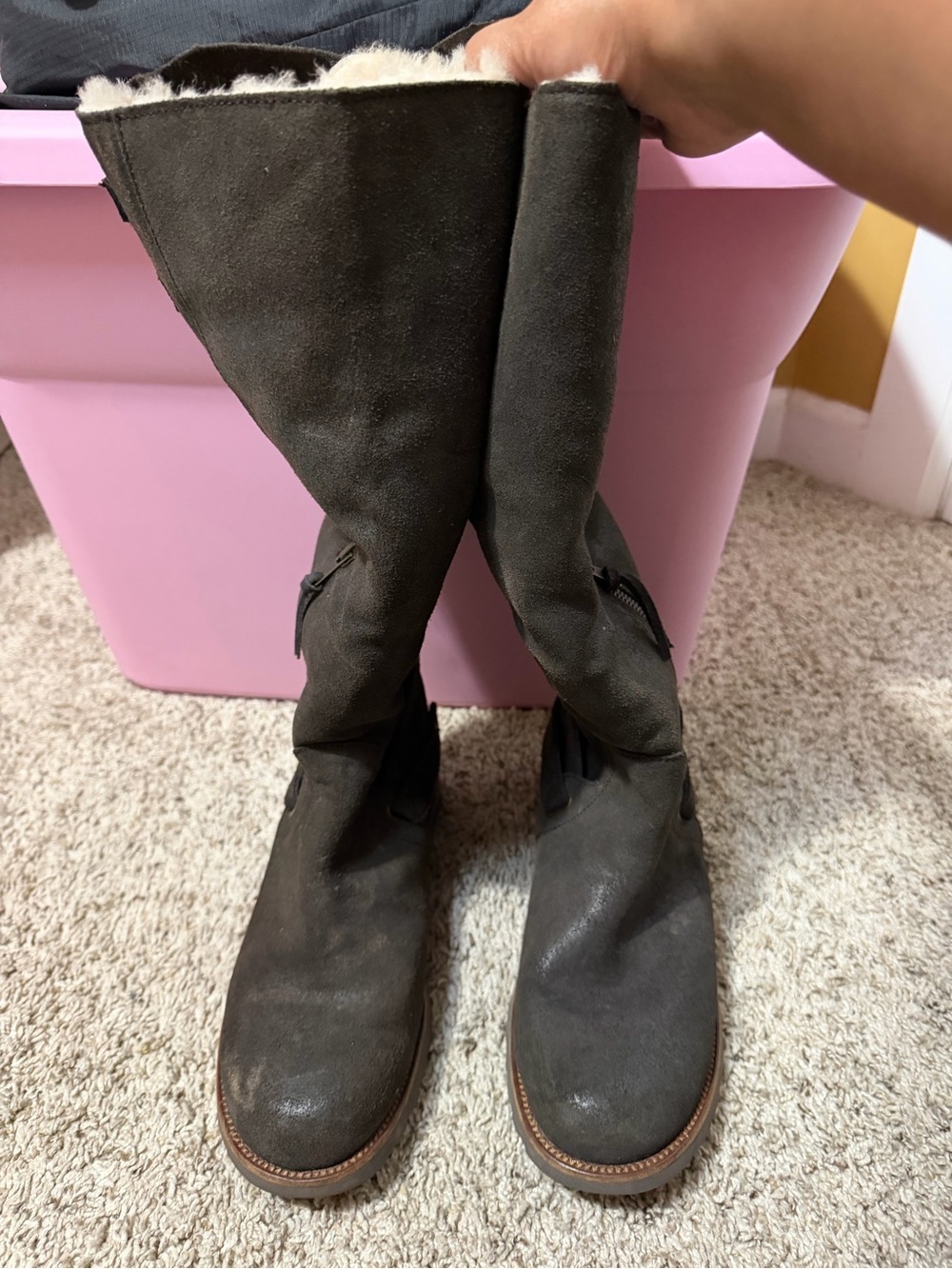 Emu Tall Shearling-Lined Winter Boots in Dark Gray